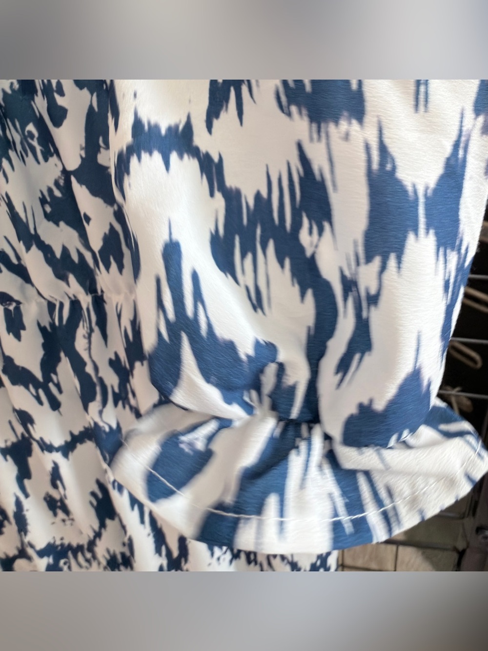 Blue and White Printed Midi Dress - Picture 5 of 8